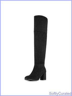 Faux Suede Thigh High Block Heel Boots Knee High Pull On